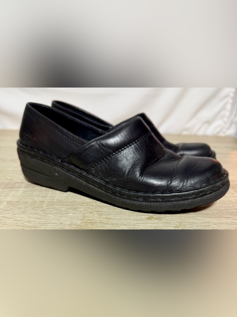 Josef Seibel Air Massage Women’s Black Leather Slip-On, Cushioned Sz 6-6.5, EU37